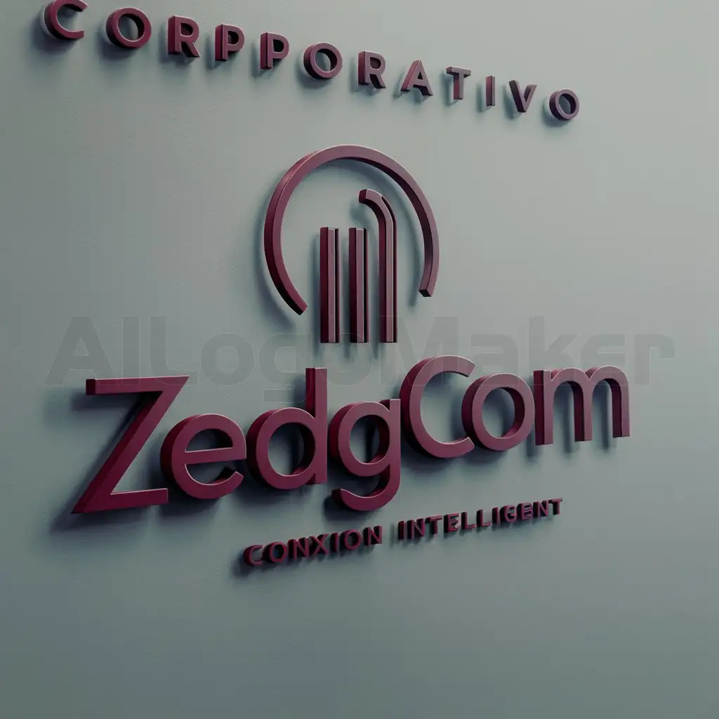 a logo design,with the text "CORPORATIVO", main symbol:SYMBOL OF FIBER OPTICS, WITH THE WORD ZEDGCOM IN WINE COLOR AND HAVING A SLOGAN THAT SAYS CONXION INTELLIGENT,Moderate,clear background