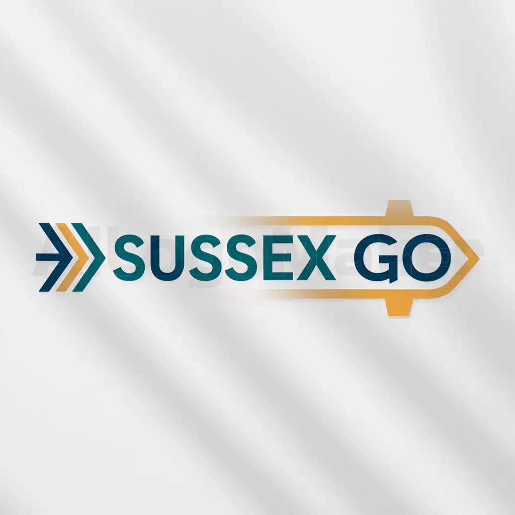 a logo design,with the text "SUSSEX GO", main symbol:Arrow, taxi, transport,Minimalistic,be used in Travel industry,clear background
