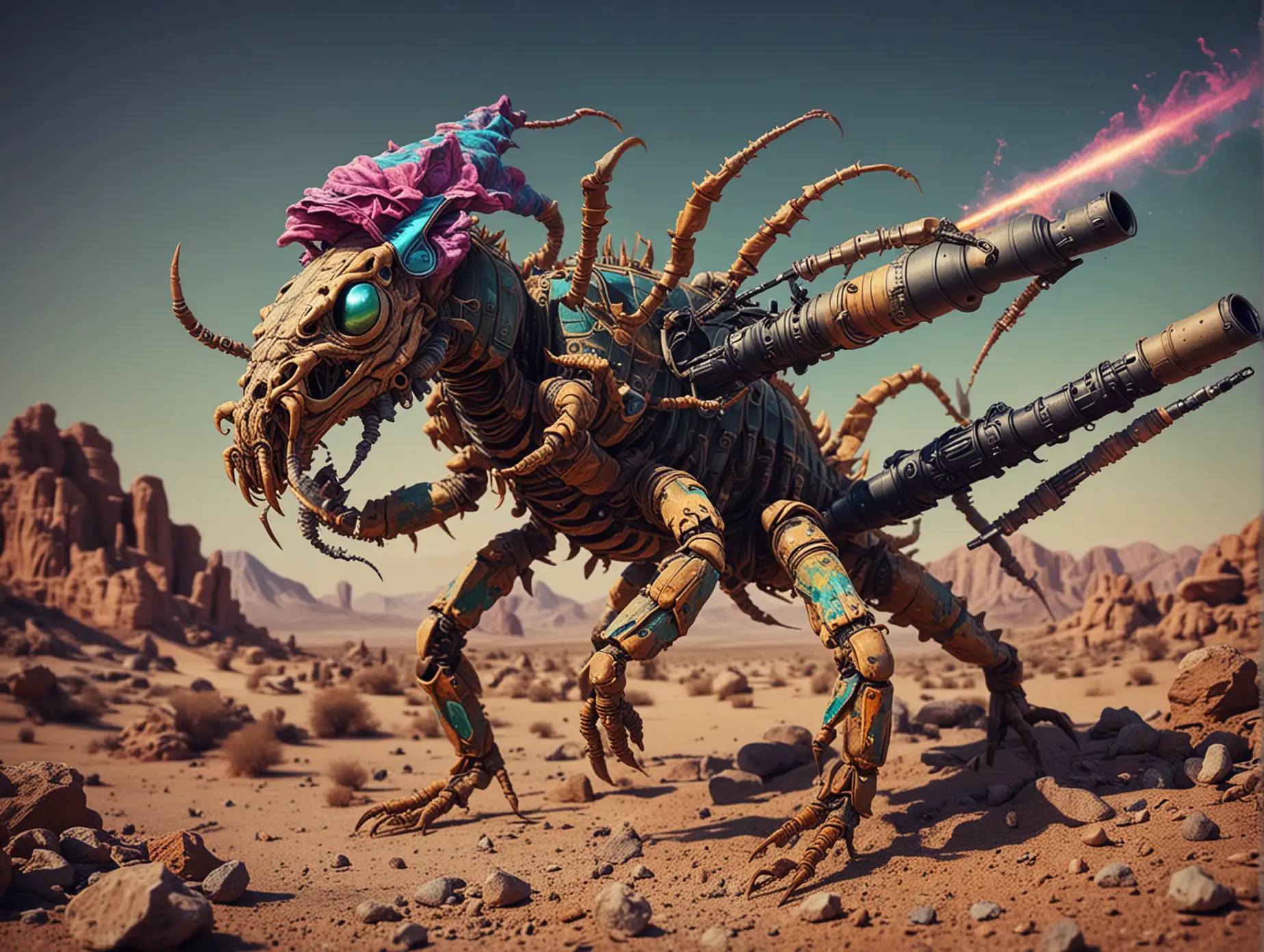 Psychedelic-Dimension-Strange-Creatures-and-Scorpion-with-Bazooka