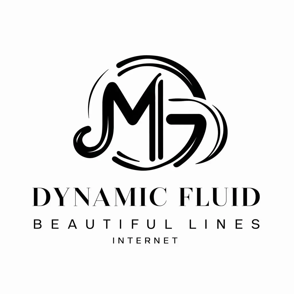 a logo design,with the text "dynamic fluid beautiful lines", main symbol:mg,Moderate,be used in Internet industry,clear background