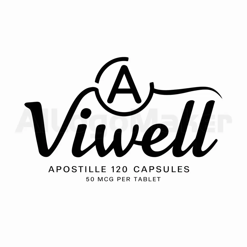 a logo design,with the text "ViWell", main symbol:vitamin ambigu3 2000 Apostille 120 capsule 50 mcg per 1 tablet,complex,be used in Vitamins bady tablets medicines industry,clear background
