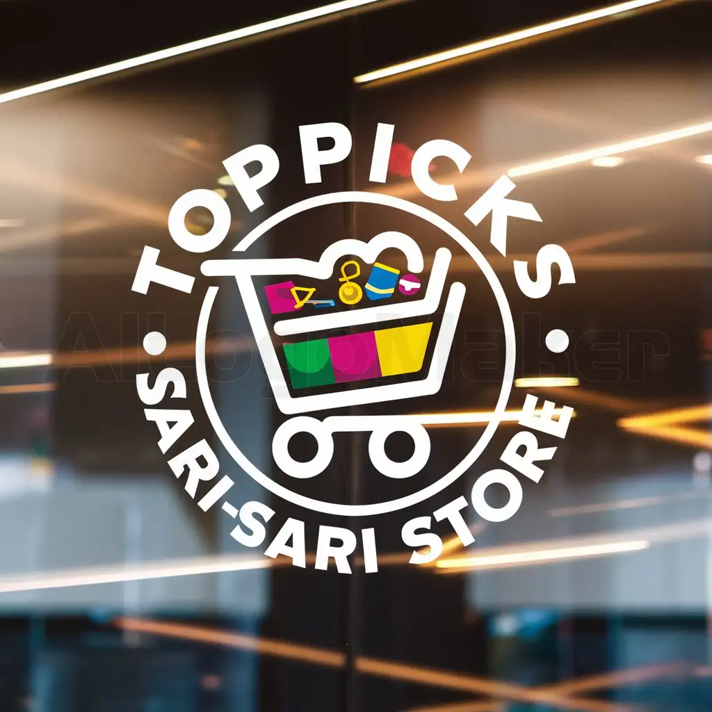 a logo design,with the text "Toppicks Sari-Sari Store", main symbol:Filipino modern sari sari store,complex,be used in Retail industry,clear background