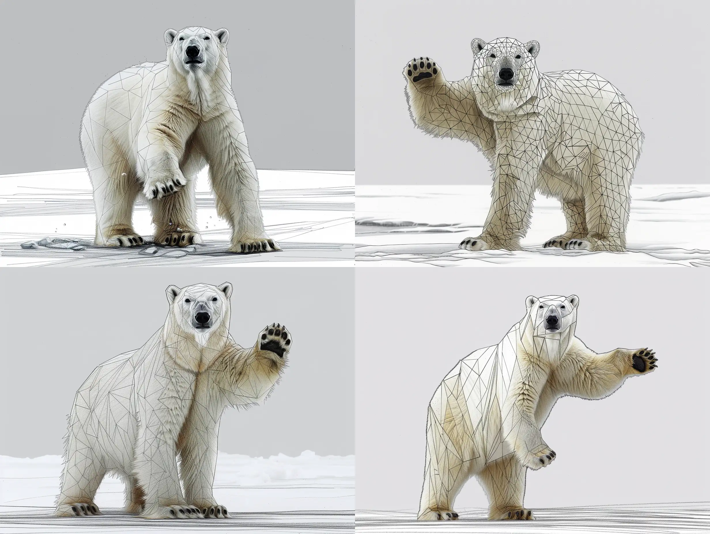 Precise-HandDrawn-Cubist-Style-Polar-Bear-Line-Drawing