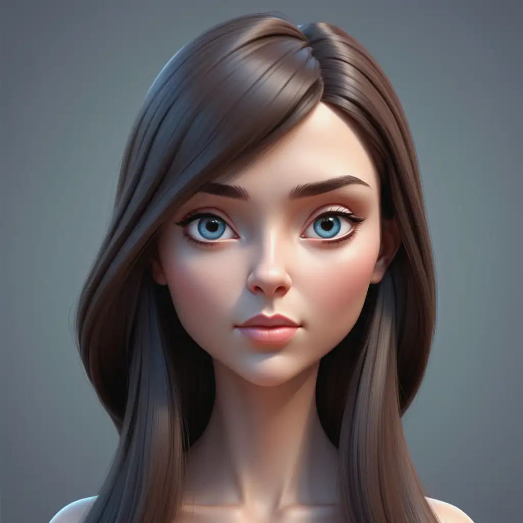 Serene-3D-Cartoon-Portrait-of-a-Beautiful-Woman-with-Long-Hair