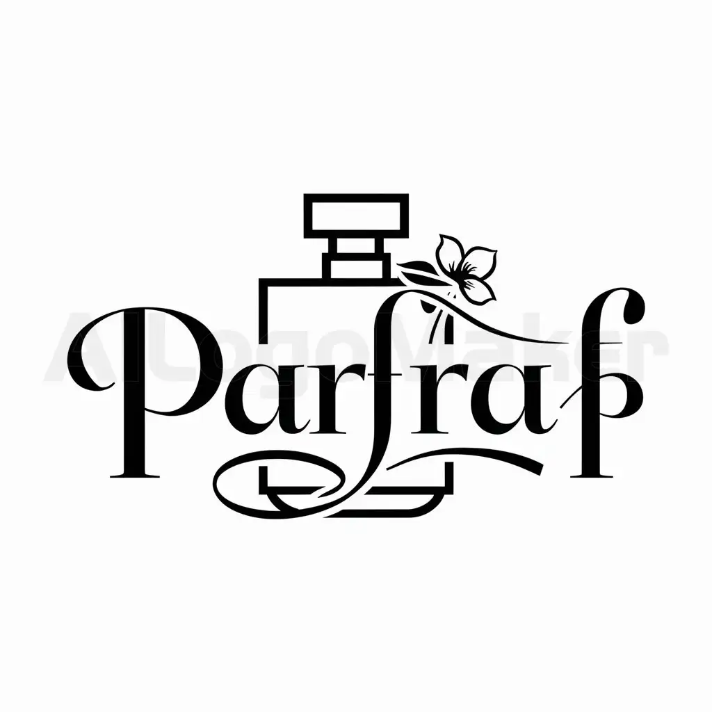 LOGO-Design-For-Parfraf-Elegant-Perfume-Bottle-and-Floral-Motif-on-Clear-Background