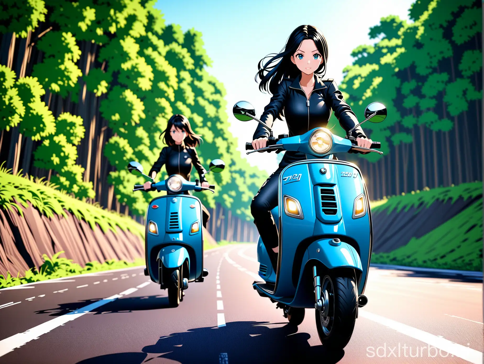 An amazing dynamic 3D photorealistic cartoon of a 21 year old Caucasian woman riding a black vespa scooter, she has long parted black hair and blue eyes, a Southern Cassowary is racing against her as they venture down the road, we see their determined faces in deep focus, gel lighting, complex, spectral rendering, inspired by Hiroaki Samura, visually rich, Australia, stunning, 999 centillion resolution, 9999k, accurate color grading, sub-pixel detail, highest quality, Octane 10 render, seamless transitions, HDR, ray traced, bump mapping, depth of field, ARRI ALEXA Mini LF, ARRI Signature Prime 99999999999999999999999999999999999999999999999999999999999999999999999999999999999999999999999999999999999999999999999999999999999999999999999999999999999999999999999999999999999999999999999999999999999999999999999999999999999999999999999999999999999999999999999999999999999999999999999999999999999999999999999999999999999999999999999999999999999999mm, f/1.8-2L, ar 4:3, illustration, cinematic, 3d render, painting, anime