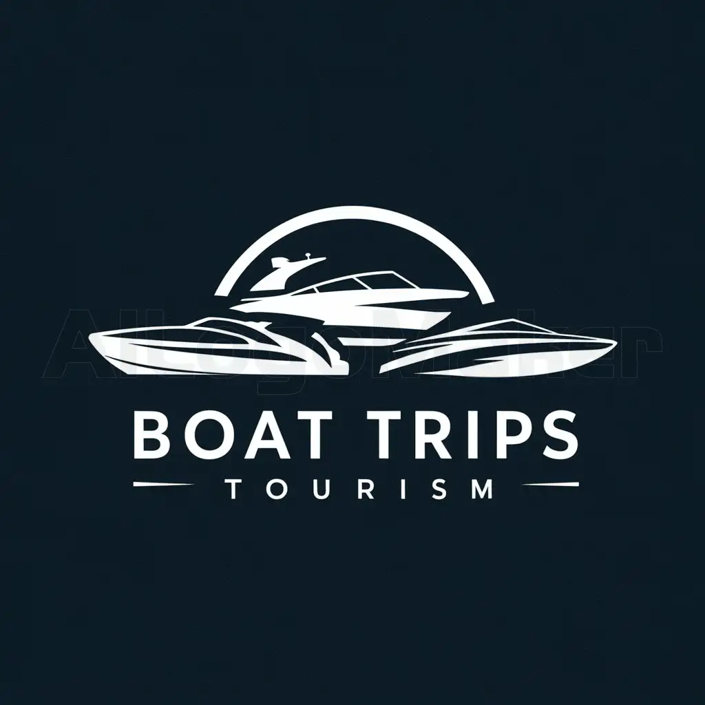 a logo design,with the text "Boat trips, tourism", main symbol:Speedboat, Motorboat, Fast sports boat,Minimalistic,clear background