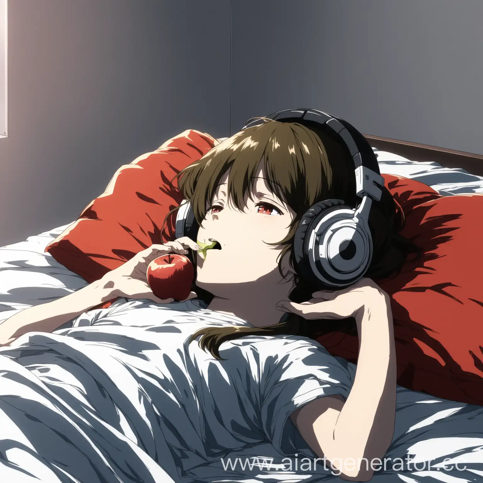 Anime-Character-Relaxing-with-Headphones-and-Apple