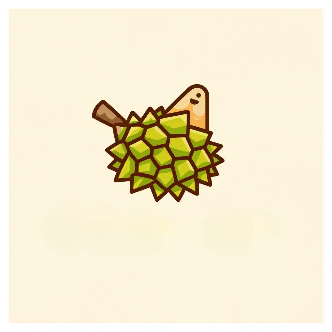 a logo design,with the text "Kindhearted", main symbol:Durian,Minimalistic,be used in Internet industry,clear background
