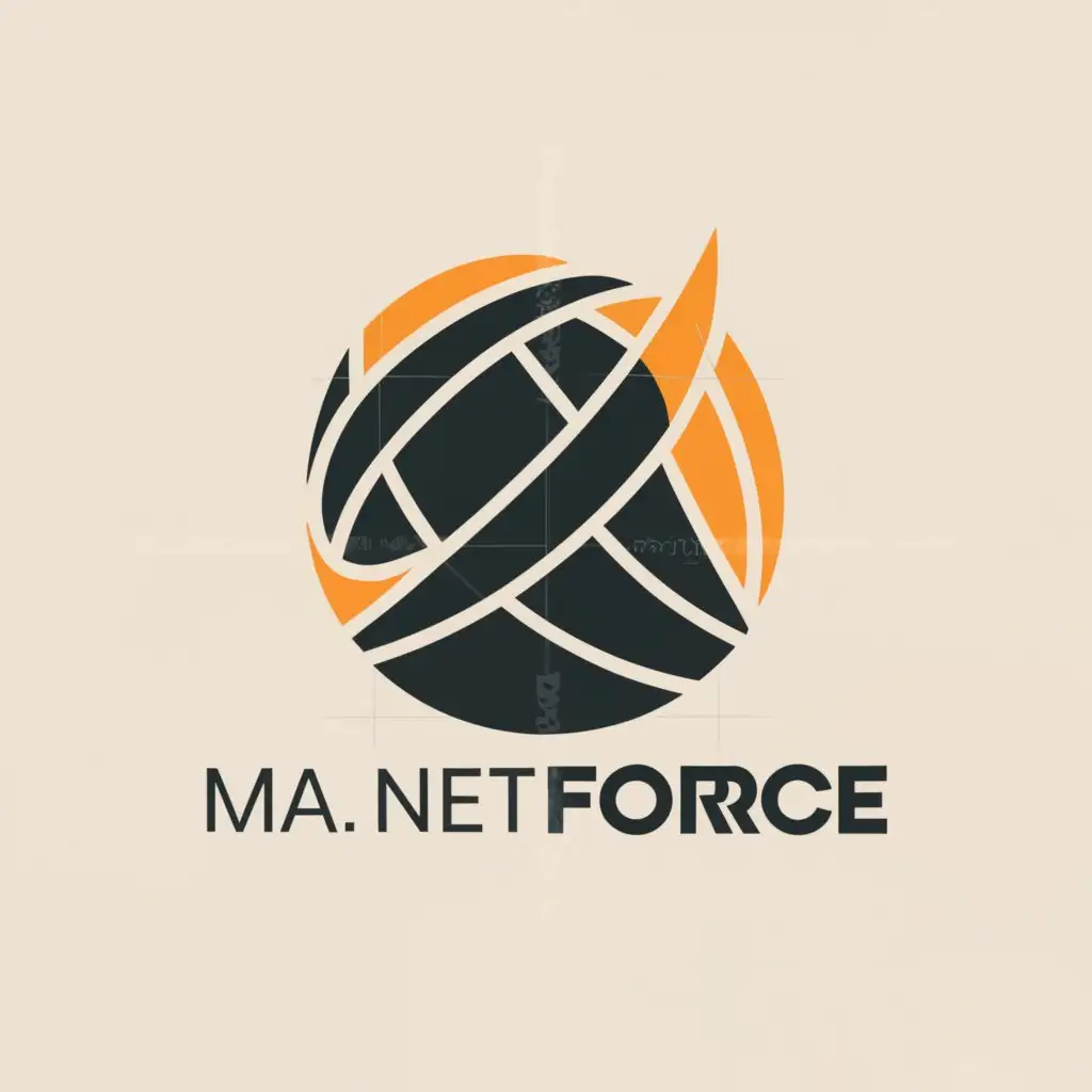 a logo design,with the text "M.A Net Force", main symbol:Volleyball,Minimalistic,clear background
