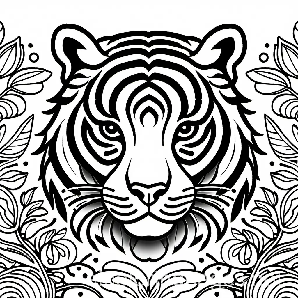colouring pages simple easy cute tiger