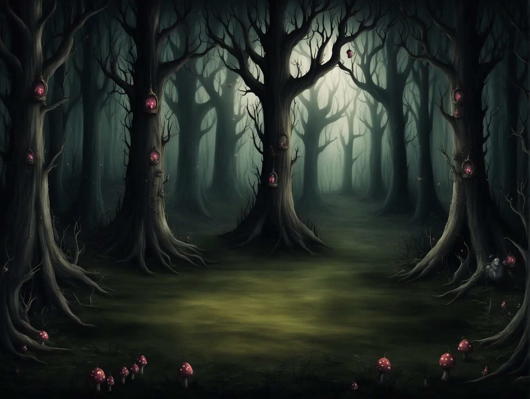 Enchanted Dark Fairytale Forest Scene