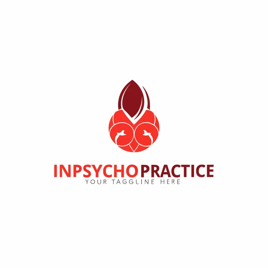 a logo design,with the text "Inpsycho practice ", main symbol:Red walnuts,Moderate,be used in Education industry,clear background