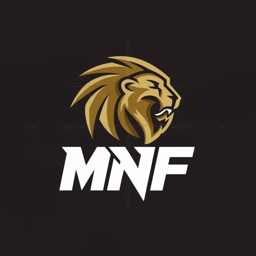 a logo design,with the text "MNF", main symbol:Lion,complex,be used in Sports Fitness industry,clear background