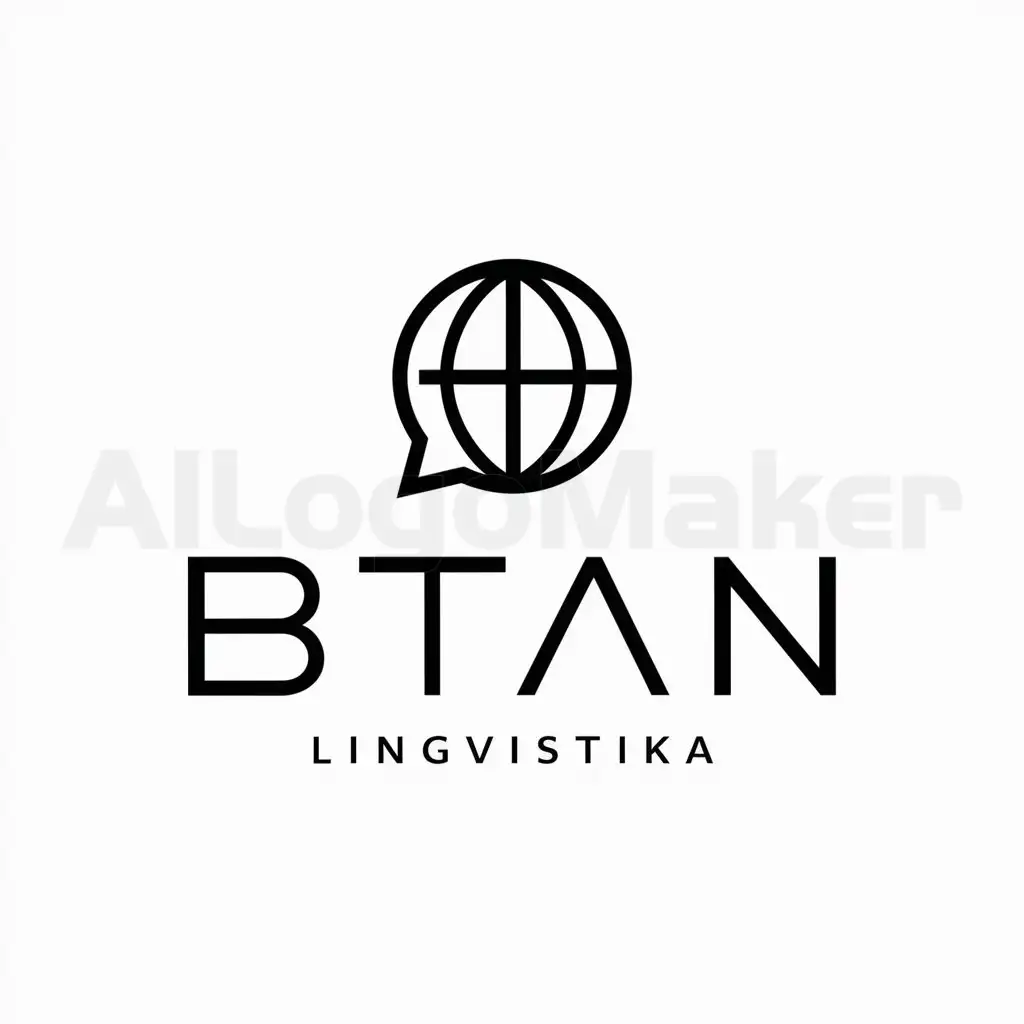 a logo design,with the text "BTAN", main symbol:Language, globe,Minimalistic,be used in Lingvistika industry,clear background