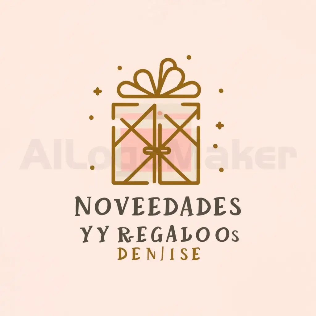 a logo design,with the text "Novedades y regalos Denise", main symbol:makeup and gift,Moderate,be used in Beauty Spa industry,clear background