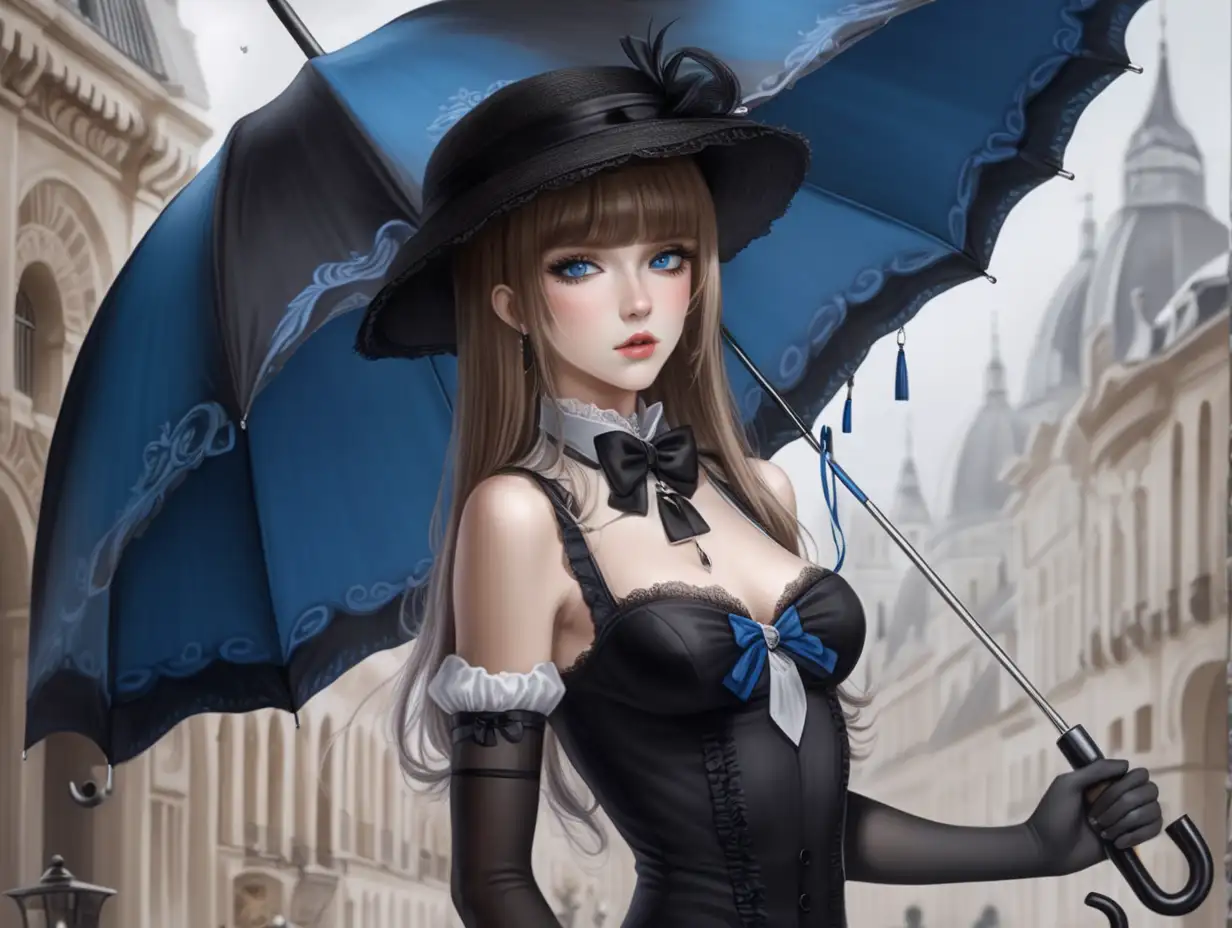 Elegant-Woman-in-Black-Attire-with-Umbrella
