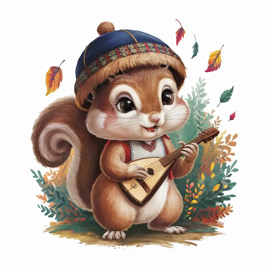 Squirrel-Playing-Balalaika-in-Ushanka-Hat