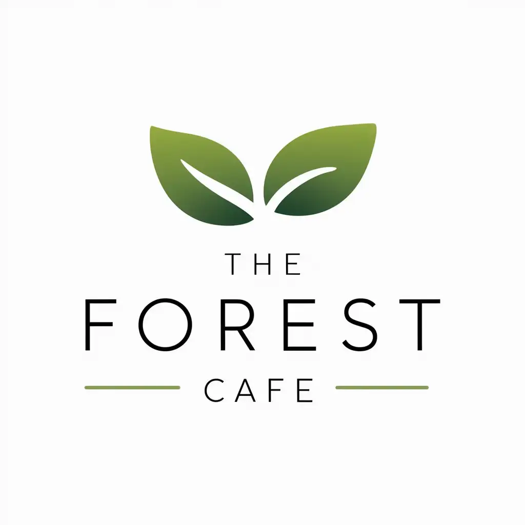 a logo design,with the text " The Cafe "Lesnoe" in English is "The Forest Cafe." However, since the input specifies the name of the cafe as "Лесное" which is in Russian, and the task is to translate it into English, the correct translation would be "Forest Cafe".", main symbol:two curved green leaves,Minimalistic,be used in Restaurant industry,clear background