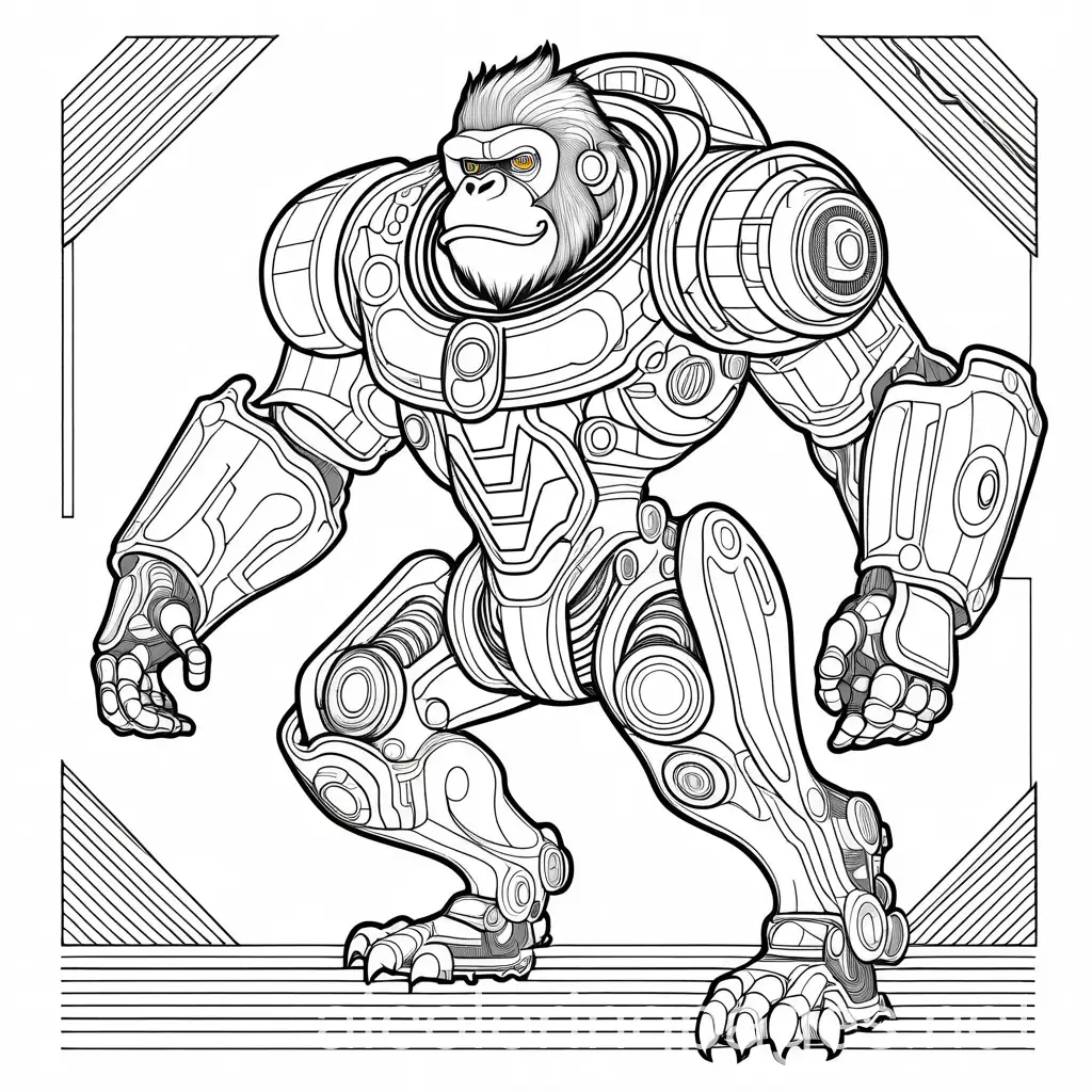 Technical Robot Gorilla Coloring Page with Gears and Circuitry | AI ...