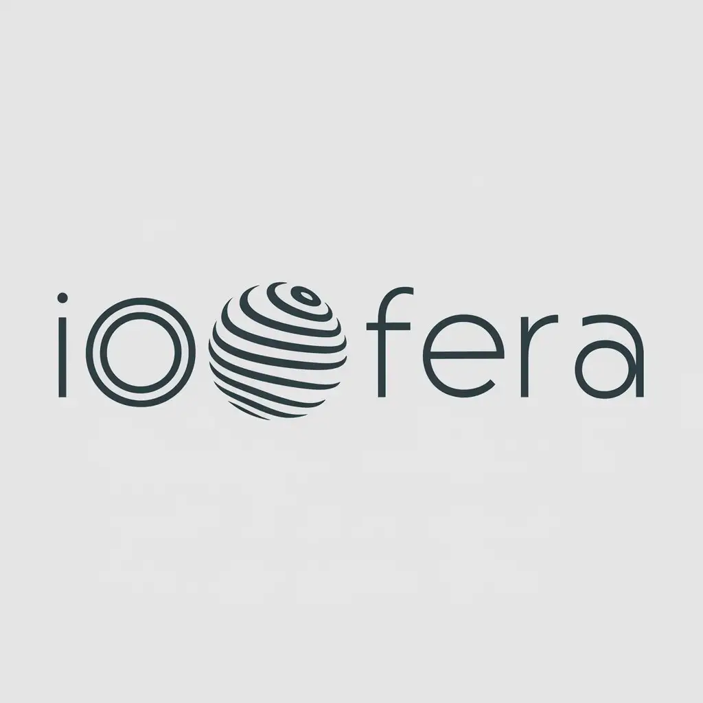 a logo design,with the text "IOSFERA", main symbol:virtual sphere,Minimalistic,be used in Internet industry,clear background