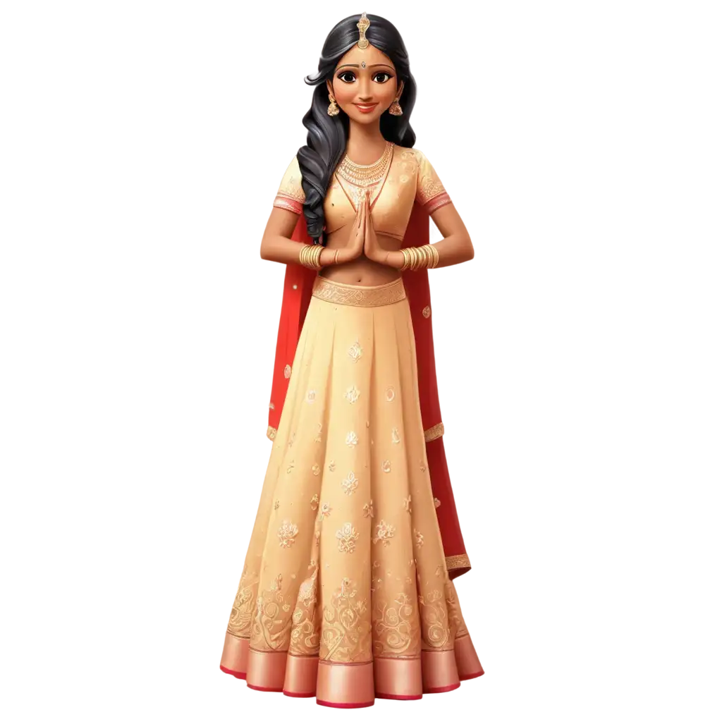 Indian bride in cartoon avatar standing proudly