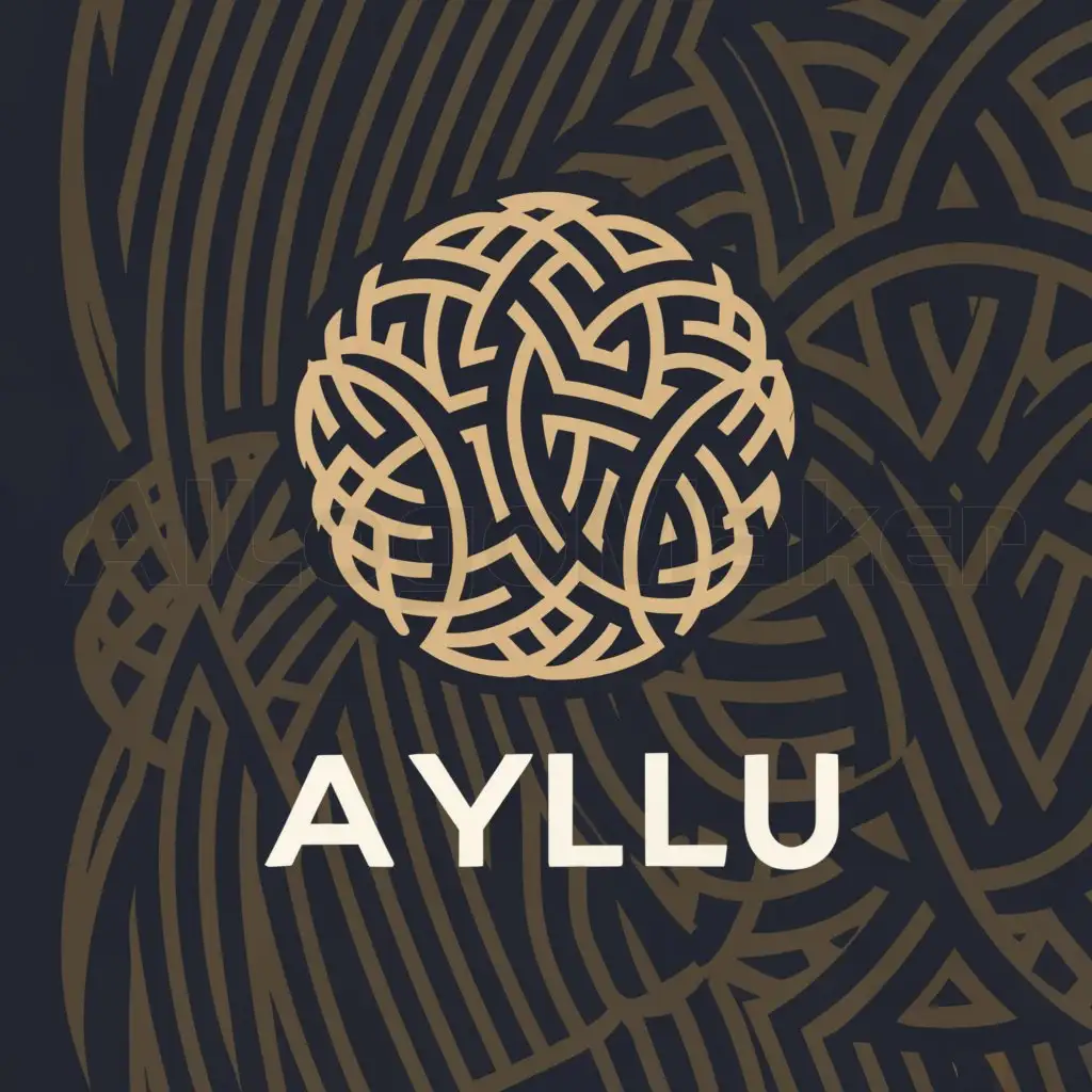 a logo design,with the text "AYLLU", main symbol:BALL OF YARN,Moderate,be used in WEAVE industry,clear background
