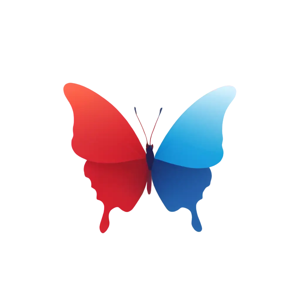vector style gradient butterfly logo red and blue