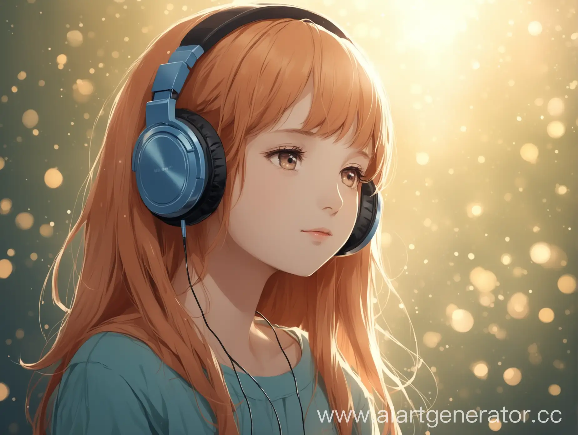 Beautiful young girl listening to music