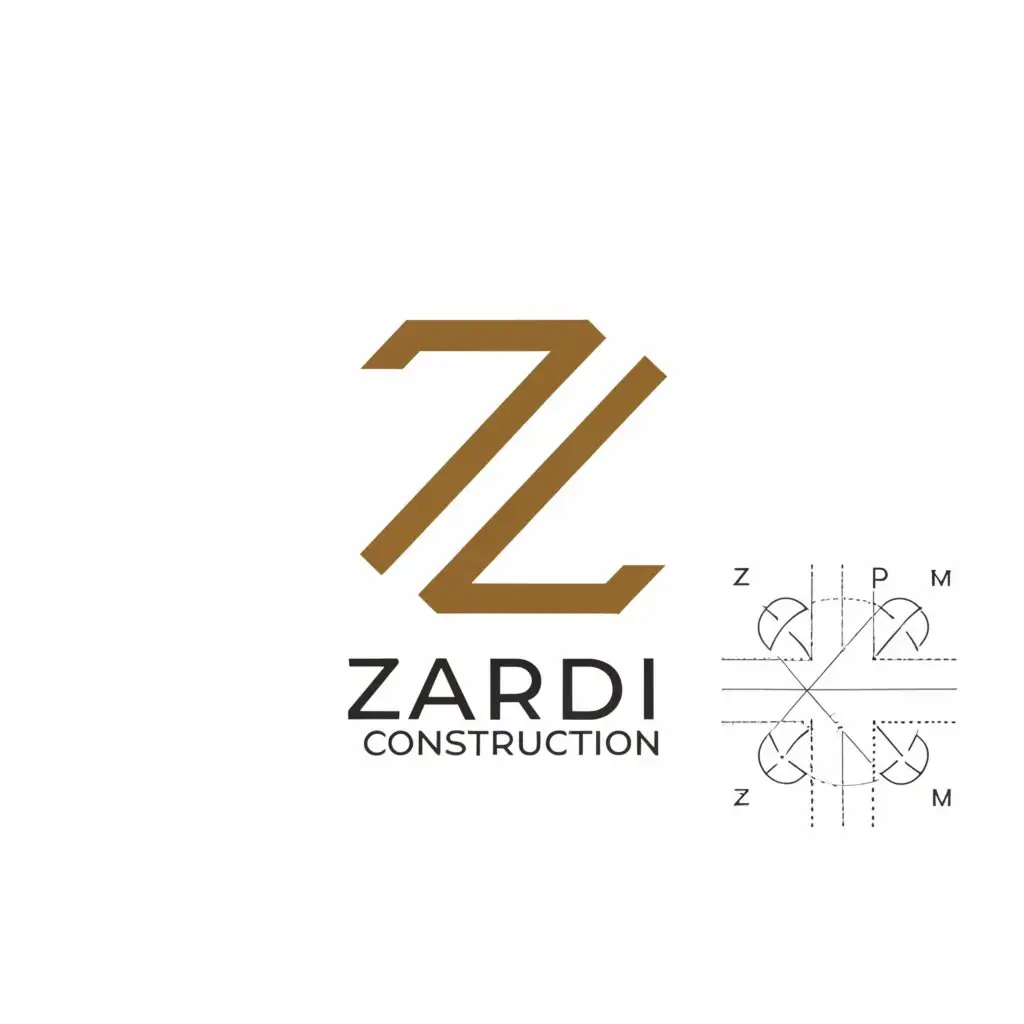 a logo design,with the text "Zardi Construction", main symbol:Large Z
small C,Minimalistic,be used in Construction industry,clear background