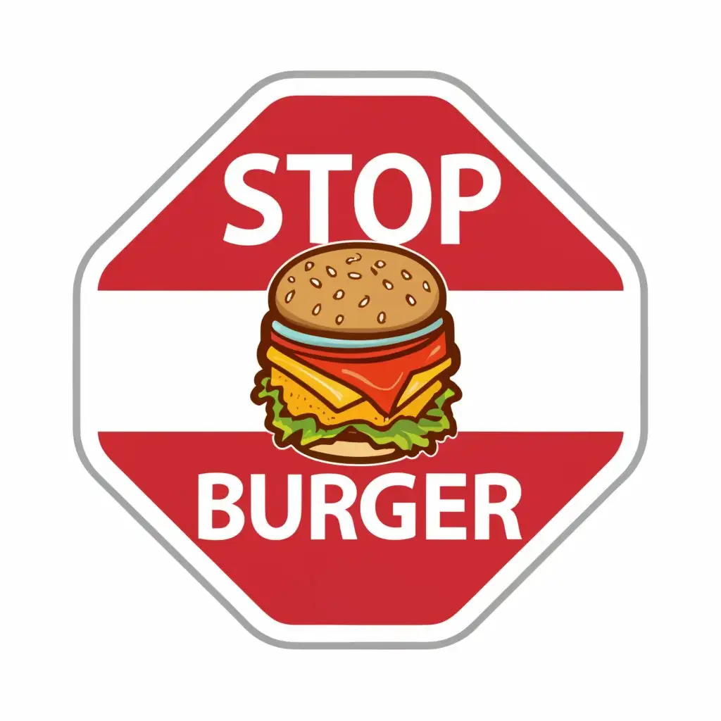 a logo design,with the text 'Stop burger', main symbol:stop sign and burger,Moderate,be used in Restaurant industry,clear background
