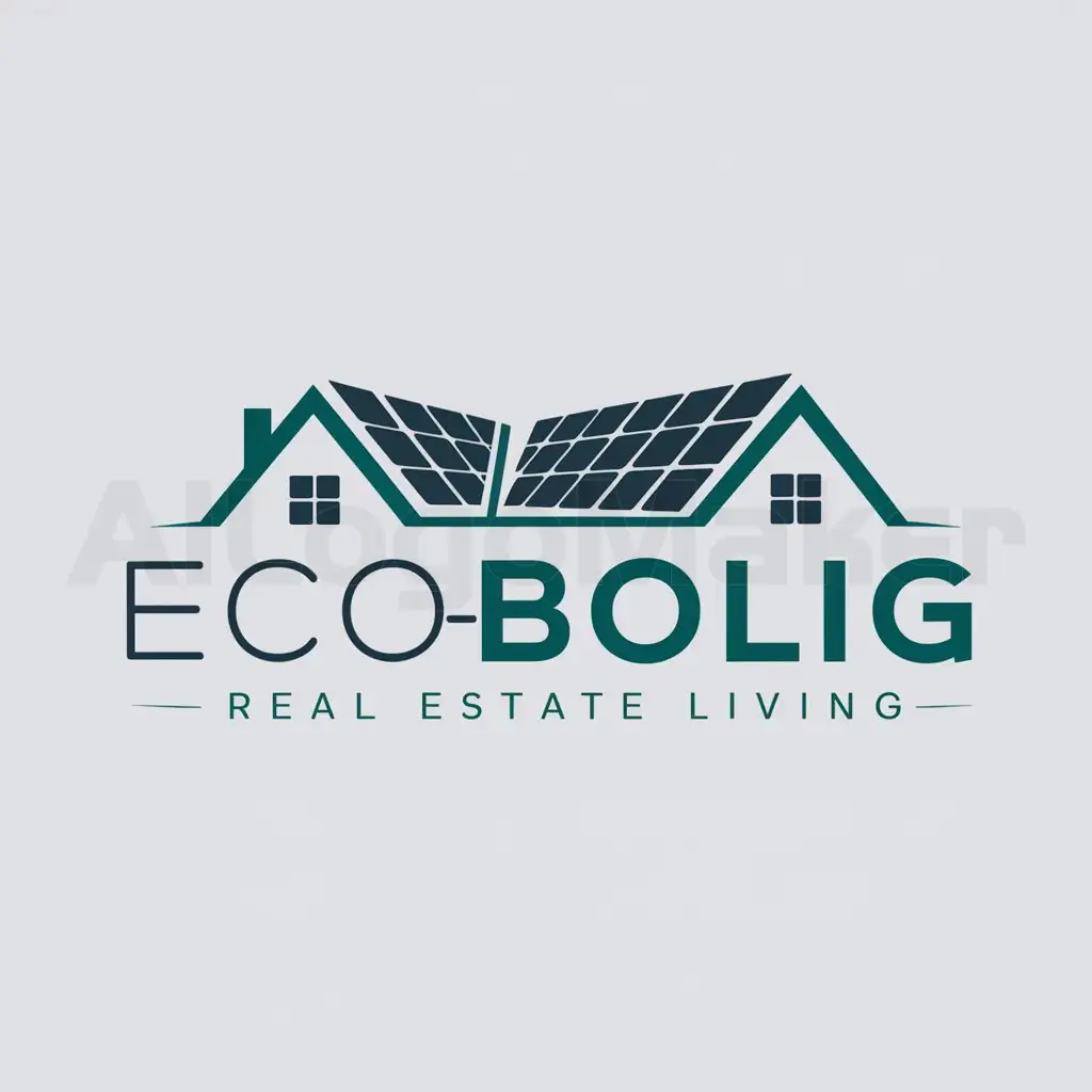 a logo design,with the text 'Ecobolig', main symbol:Solar paneled House,Moderate,be used in Real Estate industry,clear background