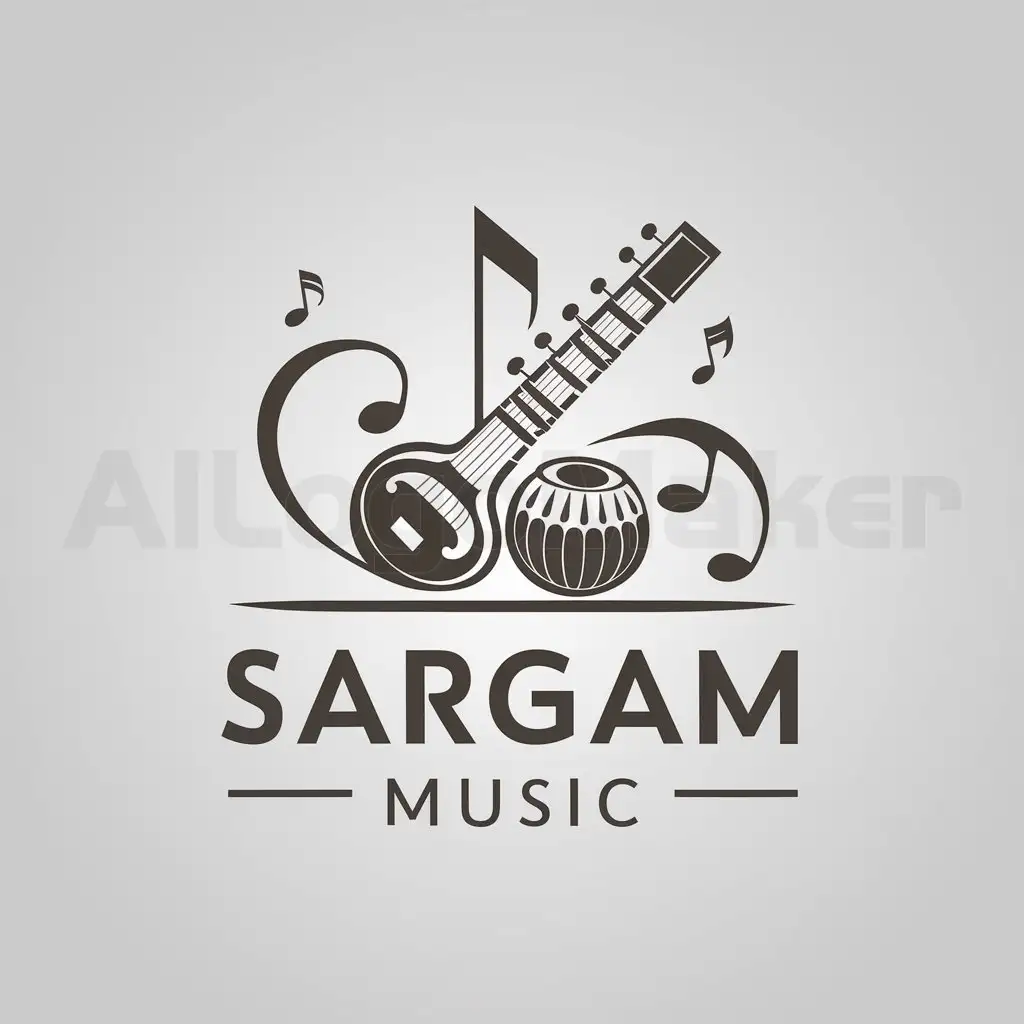 a logo design,with the text "Sargam Music", main symbol:Indian Classical Music and more,Moderate,be used in Entertainment industry,clear background