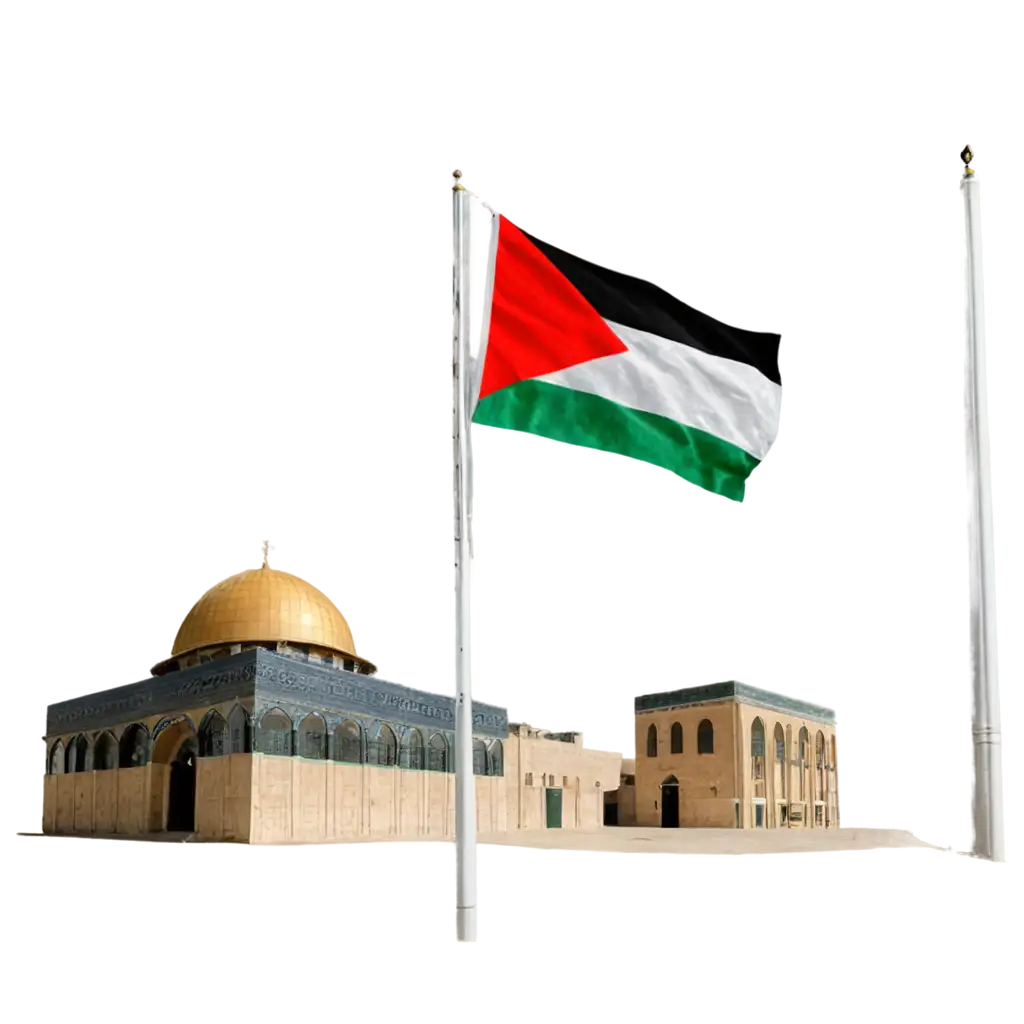 Stunning-PNG-Image-Masjid-Aqsa-with-Palestine-Flag-Symbolizing-Unity-and-Solidarity