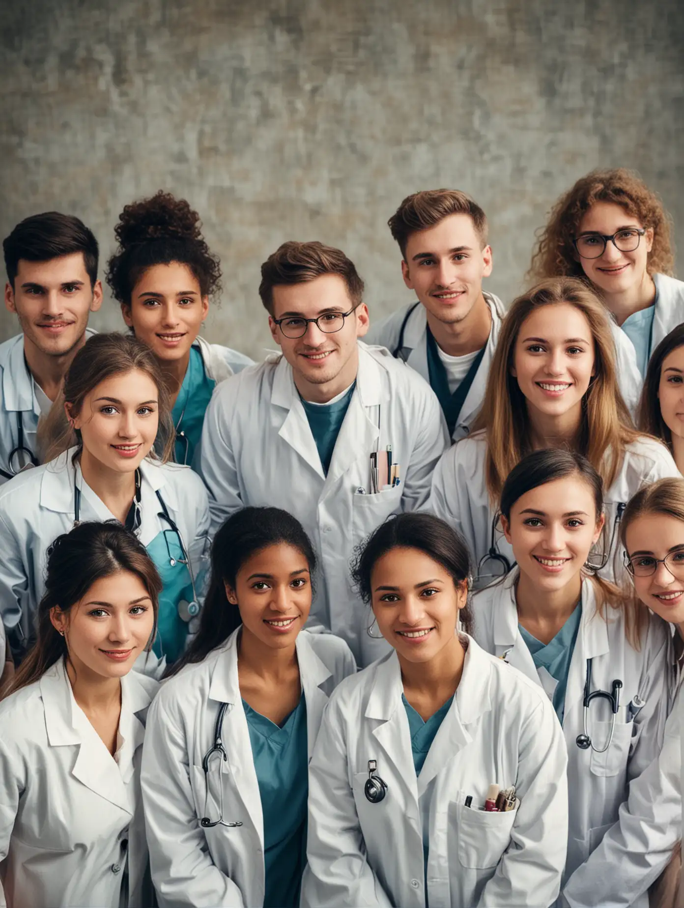 Diverse Medical Students Engaged in Study