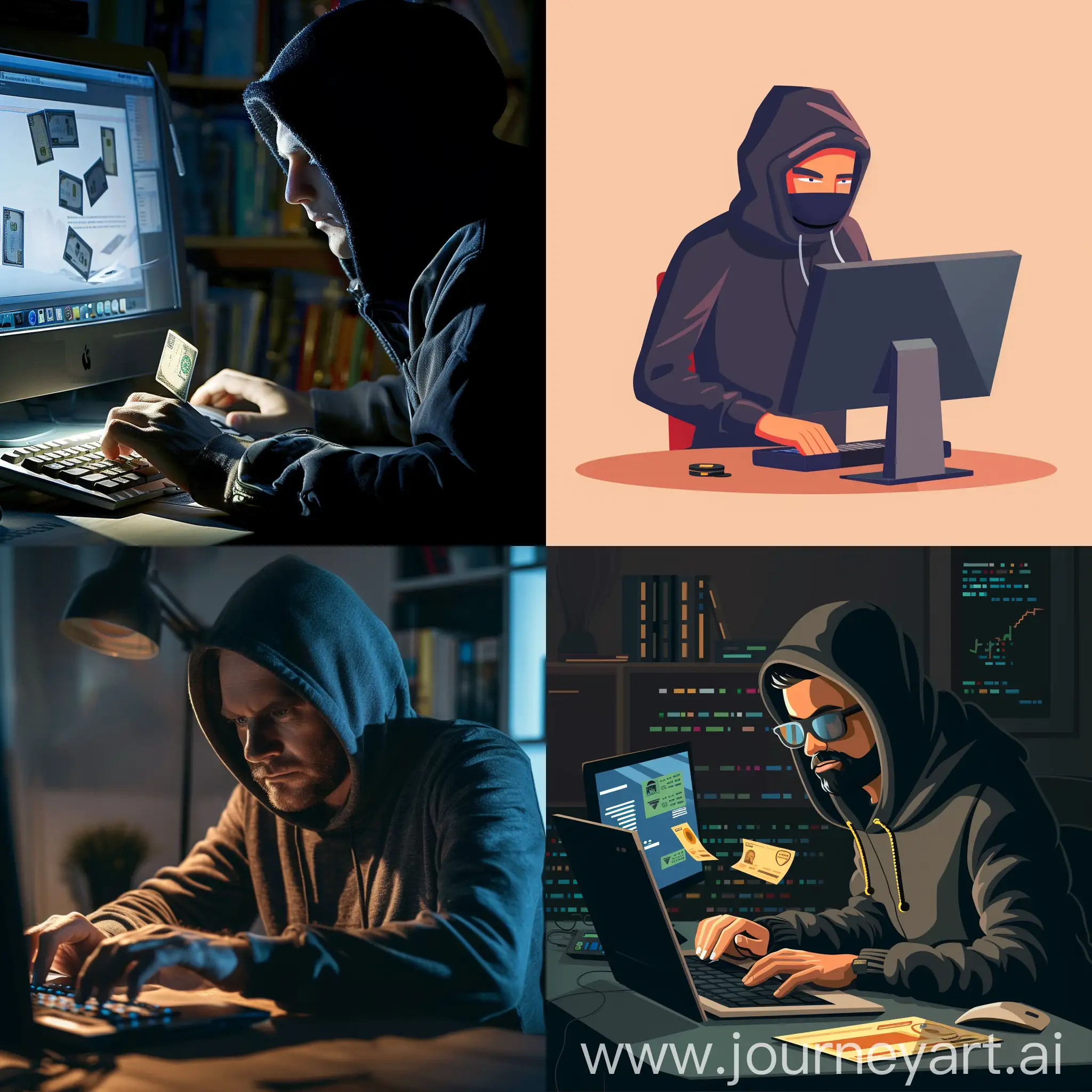 Computer-Scammers-Deceiving-Victims-Cyber-Fraud-Concept-Art