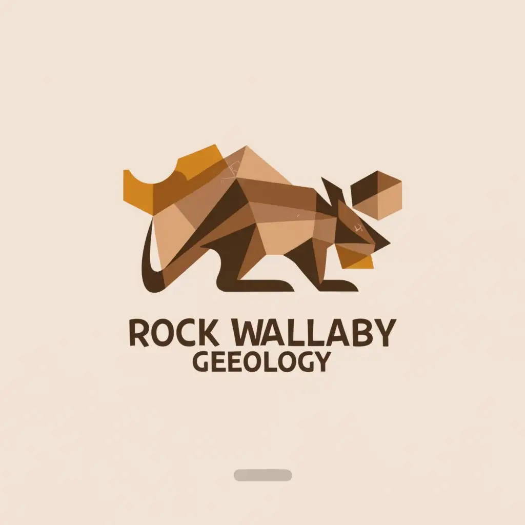 a logo design,with the text "Rock Wallaby Geology", main symbol:a logo design, with the text "Rock Wallaby Geology", main symbol:
Minimalistic Logo for Rock Wallaby Geology
 create a minimalistic design for my geology-based company, Rock Wallaby Geology. The logo should incorporate both a rock wallaby and geological elements in a minimalistic style using earthy tones.

Key Requirements:
- Minimalistic design: The logo should be simple, clean, and uncluttered, focusing on essential elements.
- Inclusion of a rock wallaby: The logo must include a depiction of a rock wallaby, which is the symbol of the company.
- Incorporation of geological elements: The design should also feature some geological elements to emphasize the company's focus on geology.
- Earthy tones: The color scheme for the logo should consist of earthy tones.,Minimalistic,be used in geology company industry,clear background