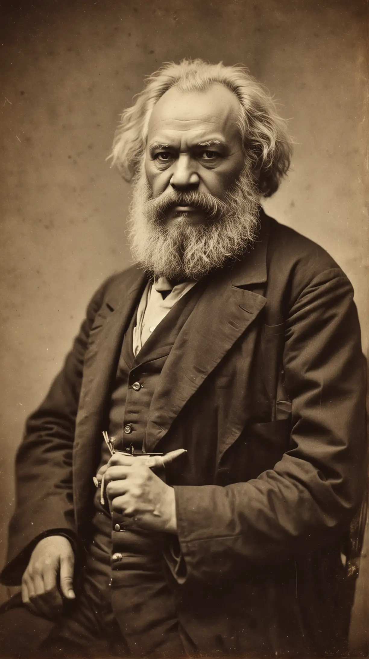 Vintage Daguerreotype Portrait of Karl Marx