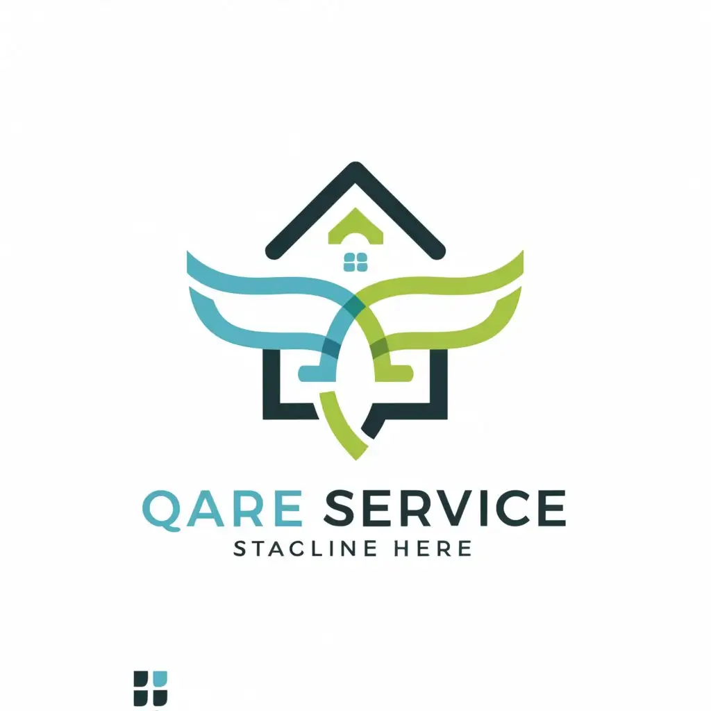 a logo design,with the text "Qare Service", main symbol:a hospital cross and a home,Moderate,be used in Home care industry,clear background