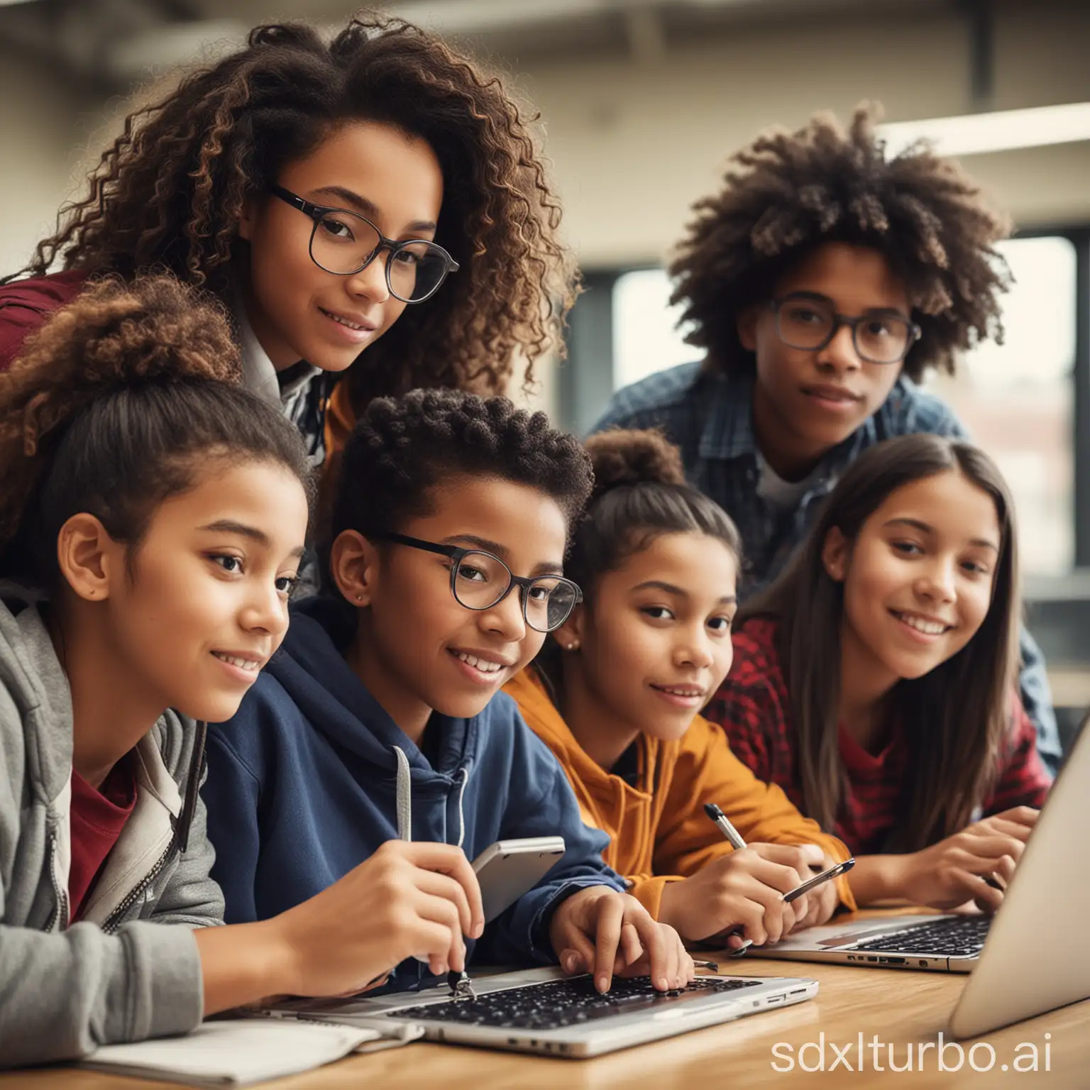 Use a modern, impactful image of diverse students engaged in learning, perhaps using technology.