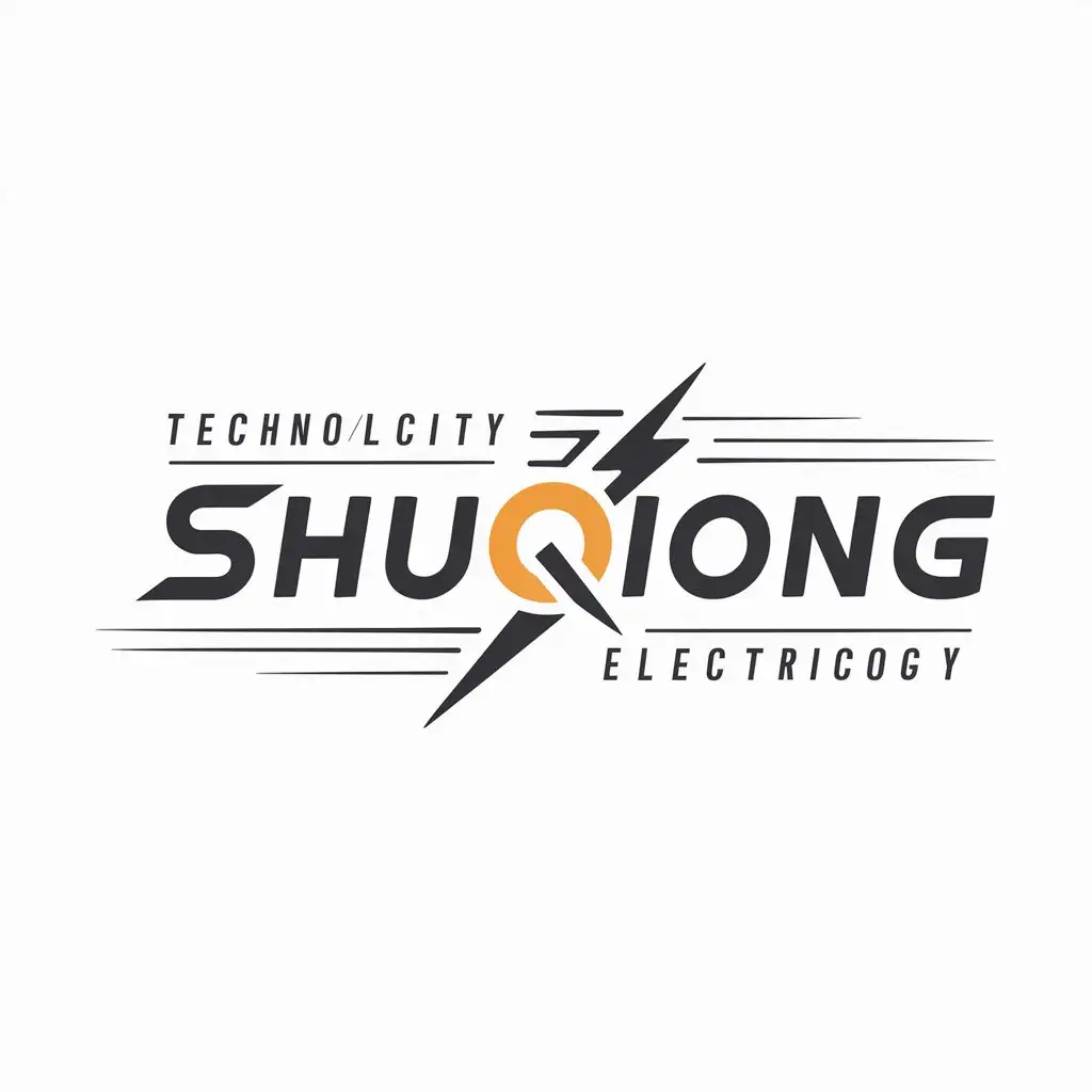 a logo design,with the text "shuqiong", main symbol:lightning,Moderate,be used in Technology industry,clear background