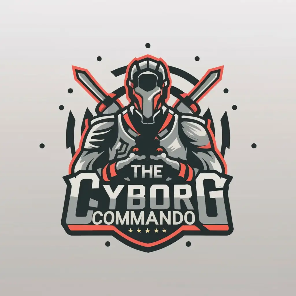 a logo design,with the text "The Cyborg Commando", main symbol:the logo of the YouTube channel  for Computer (PC) gaming we need logo gaming logo  like Metal Gear Solid 2, Battlefield 2042, Battlefield 3, Hitman,Moderate,clear background