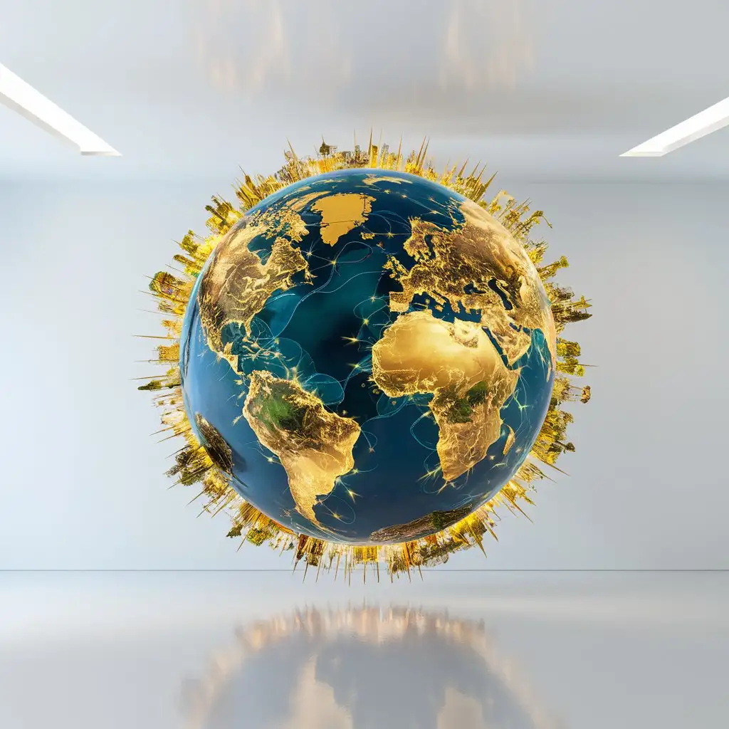 make one golden earth and background should be white