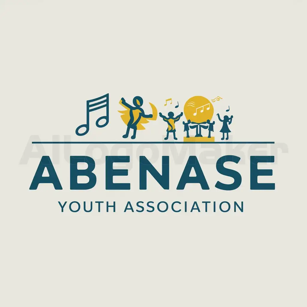a logo design,with the text "ABENASE YOUTH ASSOCIATION", main symbol:music, youth, festival,Moderate,be used in Entertainment industry,clear background