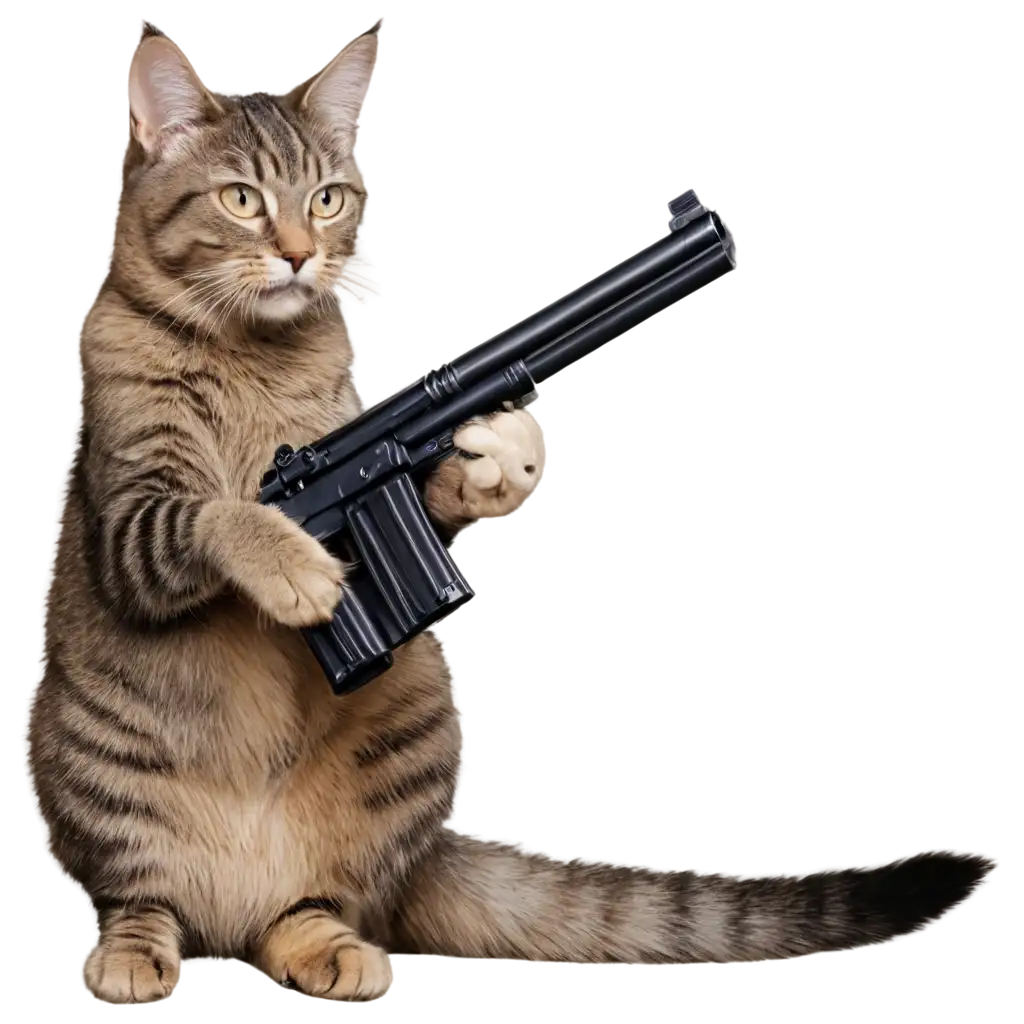 Dynamic-PNG-Image-Cat-Brandishing-a-Gun-in-its-Paw-Enhance-Your-Content-with-HighQuality-Visuals