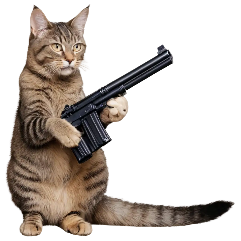 gato con pistola en la pata