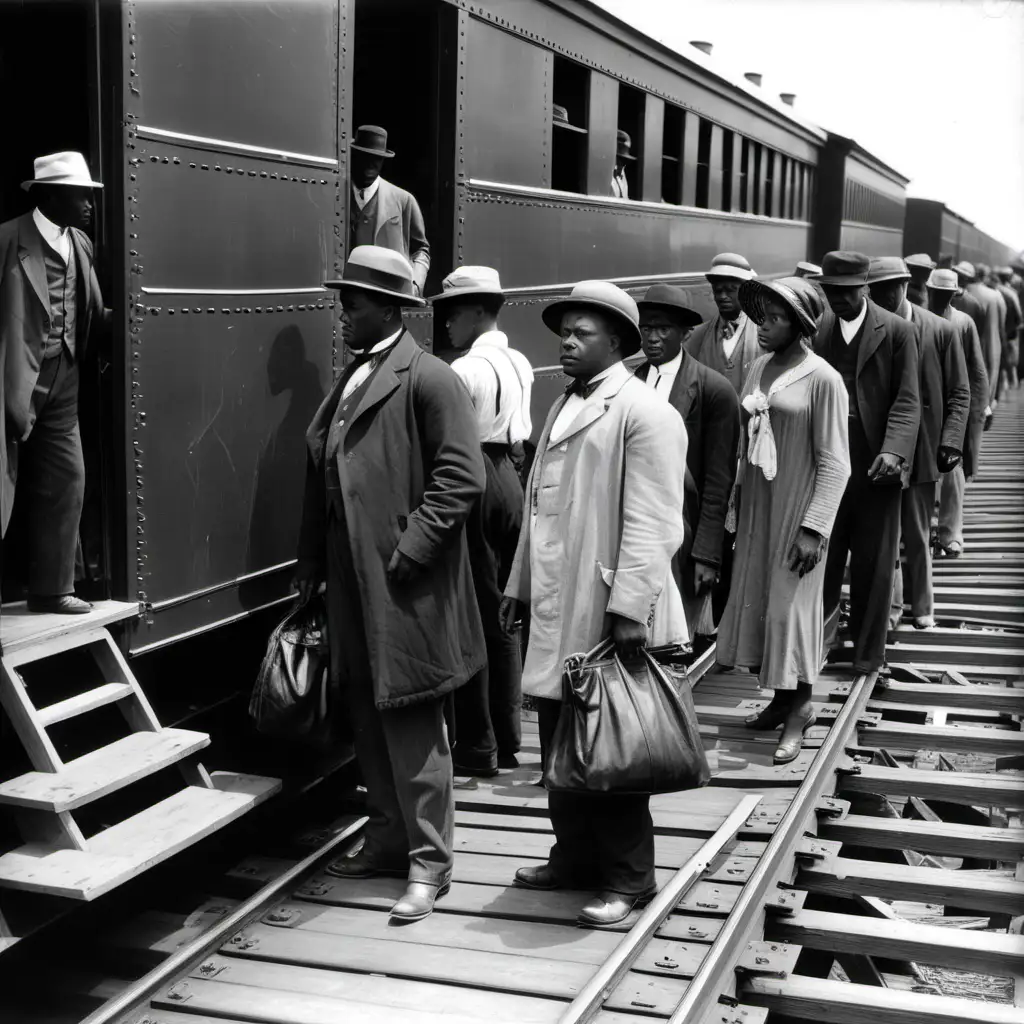 Great Migration African Americans Boarding Trains in Rural South 1920