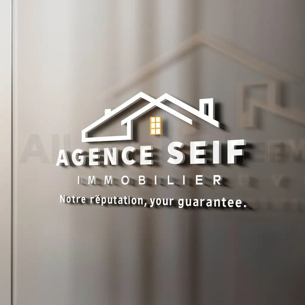 a logo design,with the text "Notre réputation, your guarantee", main symbol:agence seif immobilier,Moderate,clear background