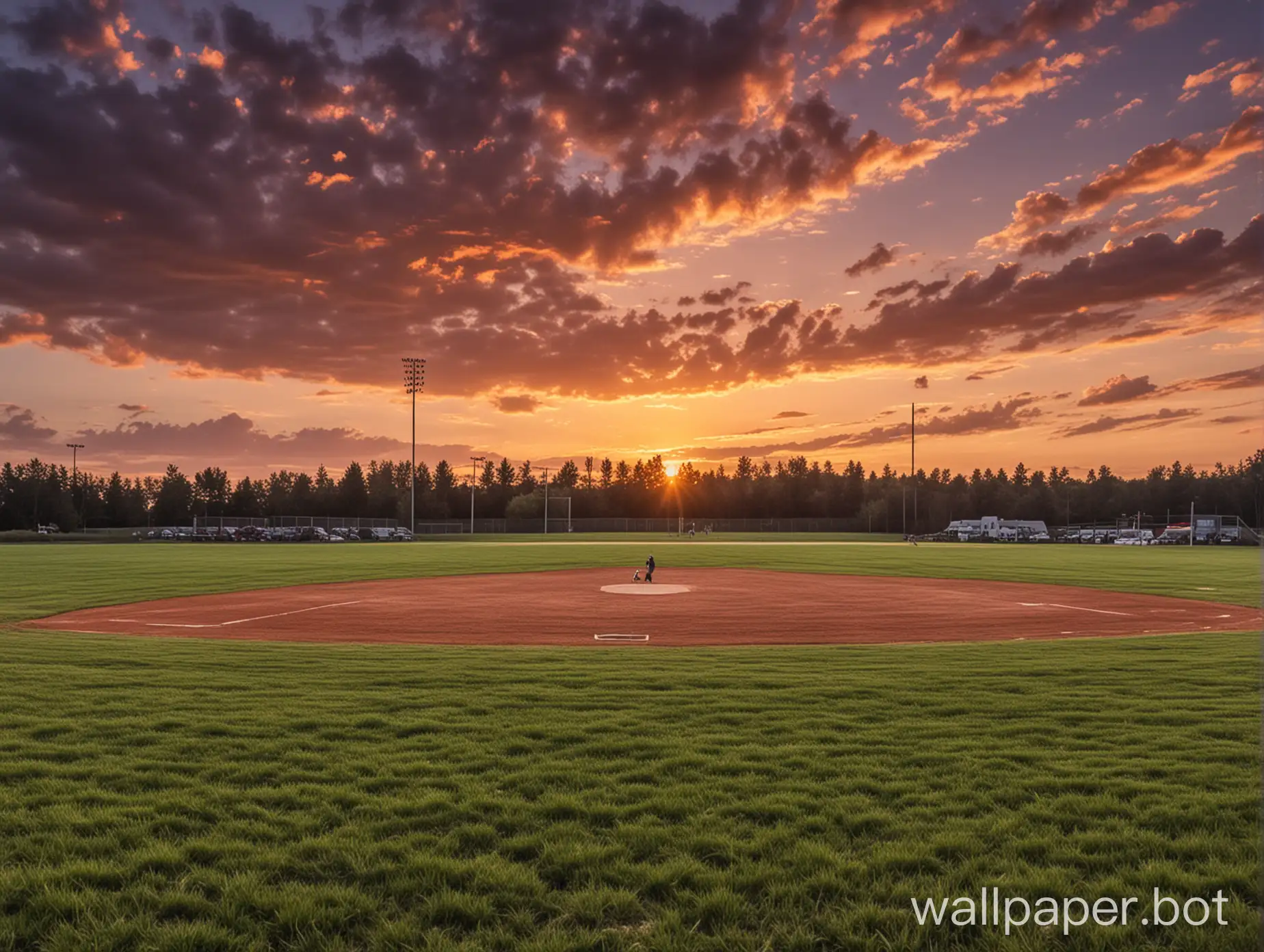 field of dreams baseball field during a sunset.