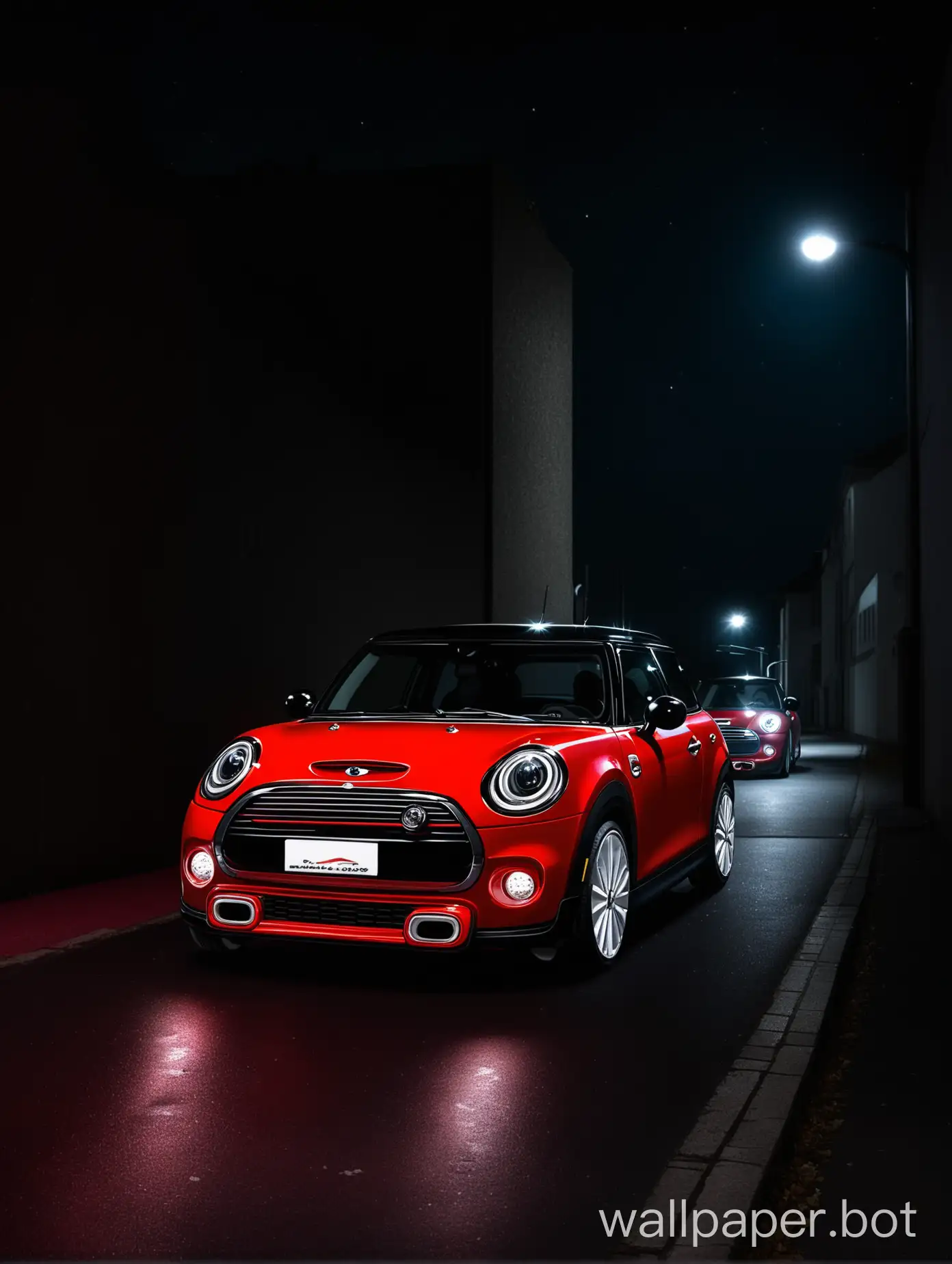 Red-Mini-Cooper-Driving-Through-the-Night